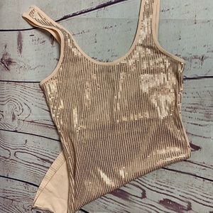 Peach/ nude sequin tank top - Express